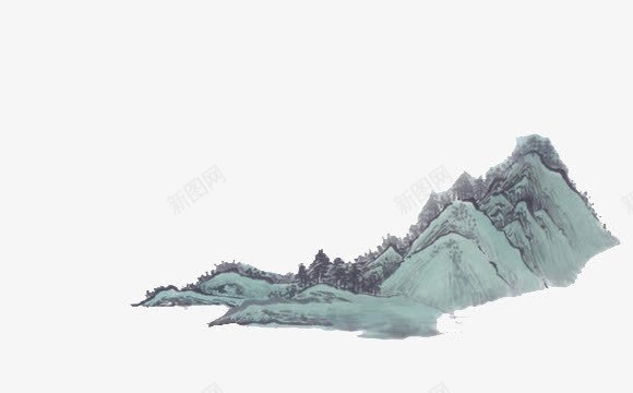 远处的山水墨背景png免抠素材_新图网 https://ixintu.com 山峰 峰景 水墨 绿色山峰