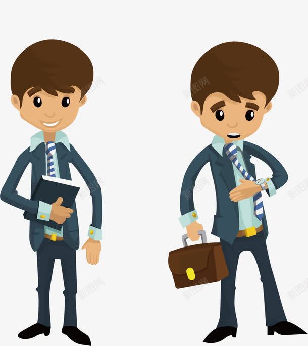 不同状态的员工png免抠素材_新图网 https://ixintu.com 企业对员工的管理 公司对合作的管理 员工管理 手里拿着公务包 良好管理制度 蓝色的领结 衣冠不整的员工