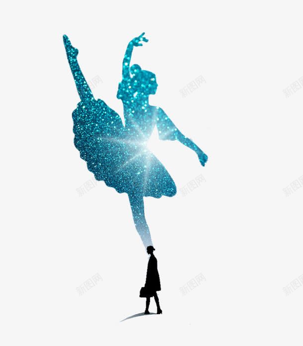芭蕾女孩png免抠素材_新图网 https://ixintu.com 剪影 灯光 舞蹈 蓝色 装饰