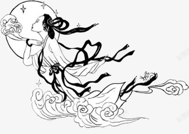 嫦娥腾云驾雾png免抠素材_新图网 https://ixintu.com 卡通 嫦娥 腾云驾雾 飞天