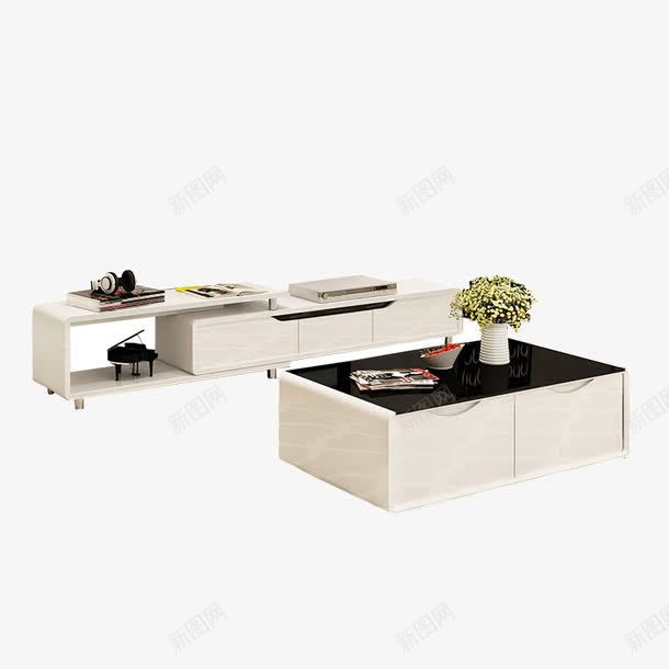 电视柜茶几组合套装png免抠素材_新图网 https://ixintu.com 小户型电视柜 成套家具电视柜 白色烤漆客厅电视柜 钢化玻璃电视柜