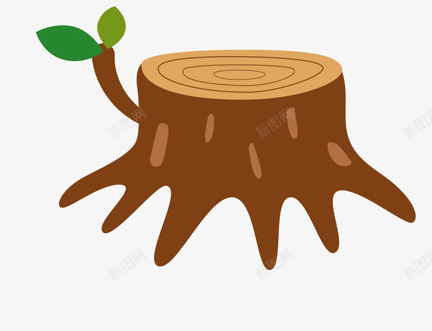 手绘树桩和绿叶png免抠素材_新图网 https://ixintu.com 免抠图 叶子 抠图 插画 树根 树桩 绿叶 装饰画