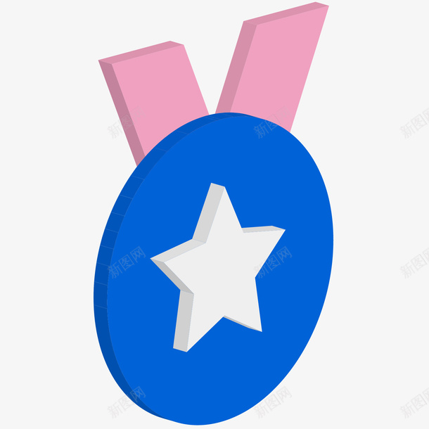 彩色立体奖牌元素图标png_新图网 https://ixintu.com 25D图标 五角星 佩戴 商务 奖牌 彩色 白色 立体 绳子