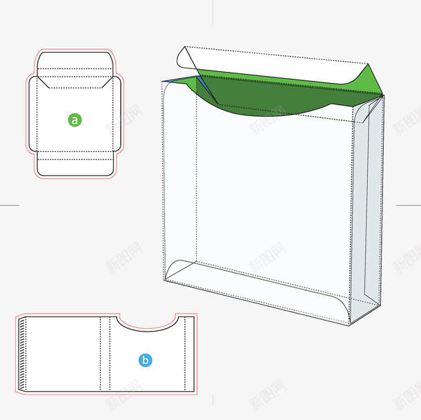 简约盒子包装结构模型png免抠素材_新图网 https://ixintu.com 包装 包装结构图 折叠 方形 模型 盒子 简约 结构 解析