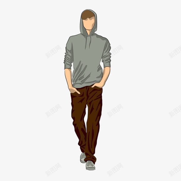 年轻男性模特线稿png免抠素材_新图网 https://ixintu.com 模特腰部 男性整体腰部曲线 矢量年轻男性模特线稿 腰部 腰部曲线 腰部线条