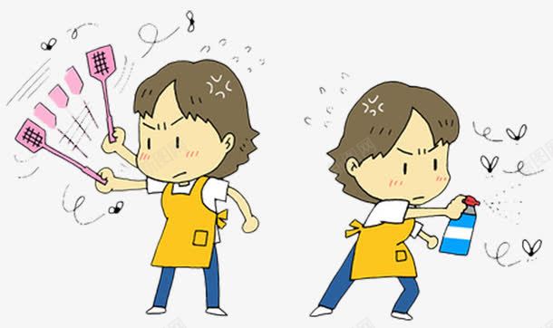 卡通除虫的女人png免抠素材_新图网 https://ixintu.com 卡通 拍苍蝇 拍蚊子 杀虫 杀虫剂 杀虫喷雾 灭虫 苍蝇 除虫