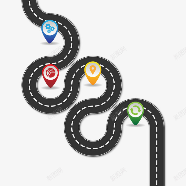 路况导航png免抠素材_新图网 https://ixintu.com 多个转弯 高清
