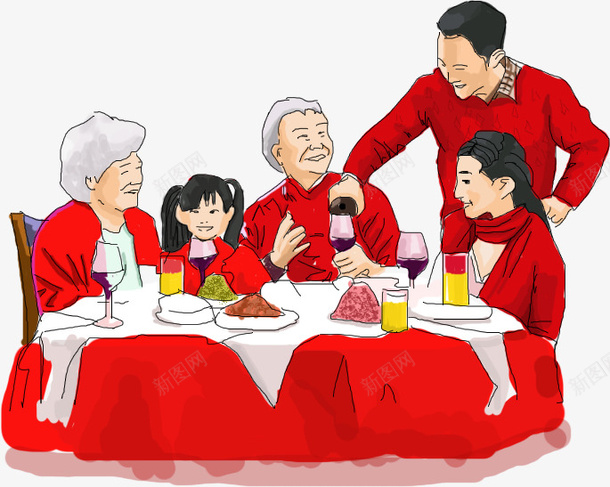 卡通手绘全家吉祥png免抠素材_新图网 https://ixintu.com 全家吉祥 全家福 创意 卡通人物 卡通手绘 安康