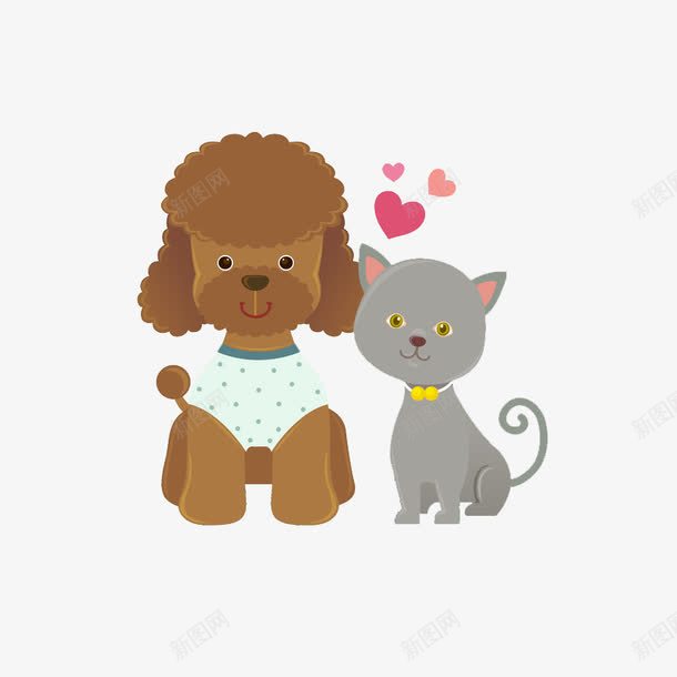 可爱泰迪狗和小喵喵png免抠素材_新图网 https://ixintu.com 可爱 小猫 手绘 有爱 泰迪 爱心 生动 简约
