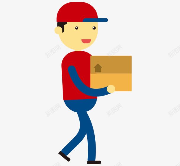 快递员派送包裹png免抠素材_新图网 https://ixintu.com 免费下载 卡通 快递 快递员 派送包裹 物流配送 素材