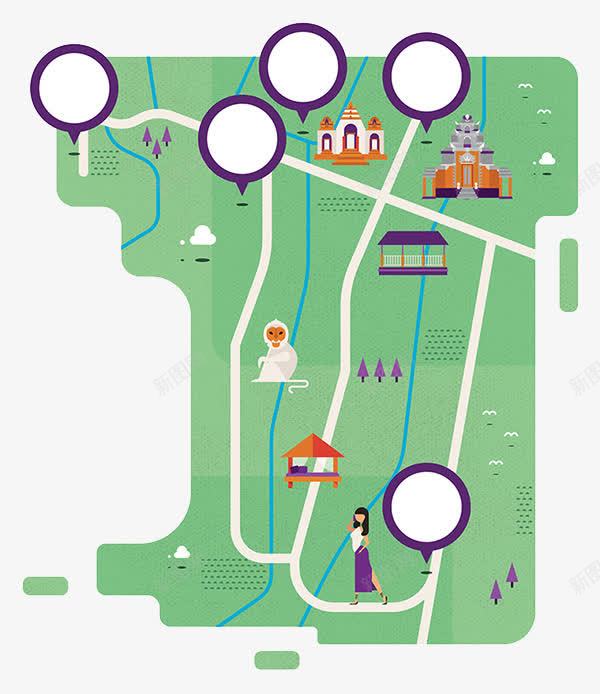 扁平化旅游地图导航png免抠素材_新图网 https://ixintu.com H5页面素材 创意卡通元素 卡通 地图 扁平化 扁平素材 旅游地图 电商卡通 网页设计卡通