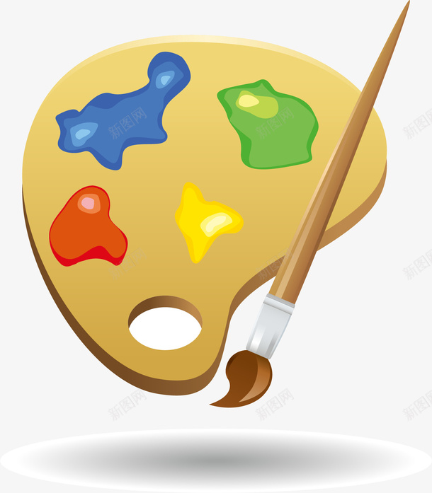 画笔调色板水彩画矢量图ai免抠素材_新图网 https://ixintu.com 学习 教育 毛笔 水彩画 画画 画笔PNG 调色板 矢量图