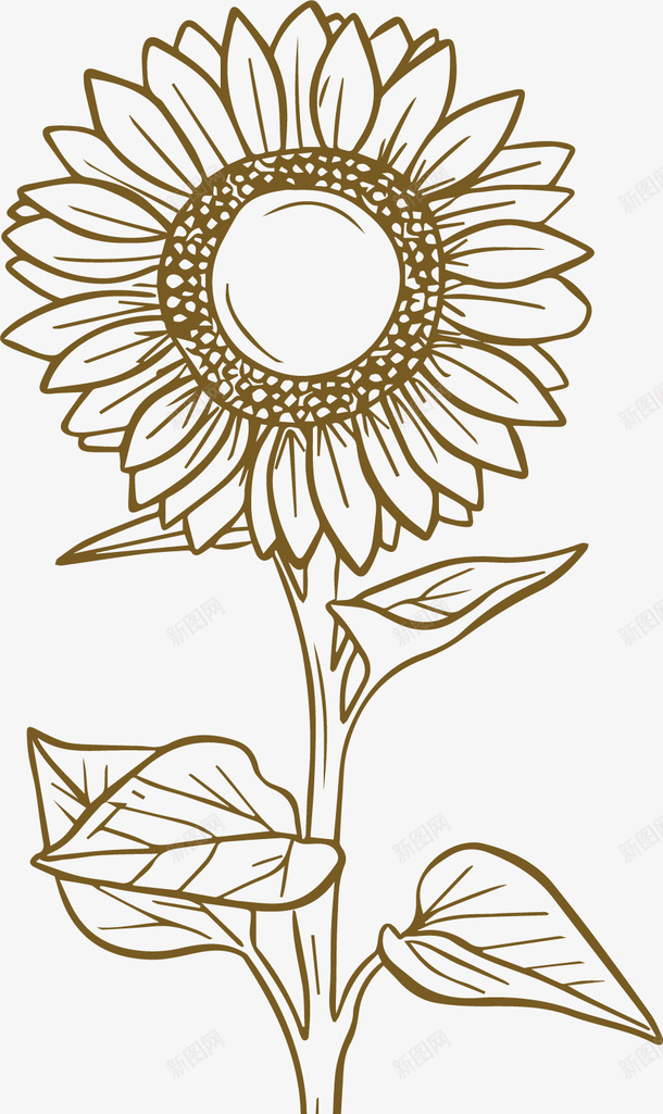 手绘素描向日葵花朵矢量图ai免抠素材_新图网 https://ixintu.com 向日葵 向日葵黑白 填色练习 手绘向日葵 春花 矢量png 矢量图 素描 素描向日葵 黑白向日葵