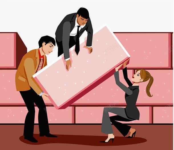 插图搬方砖商务人物png免抠素材_新图网 https://ixintu.com 建筑 方形砖 方砖 矢量插图搬方砖商务人物 砖 砖块 砖头