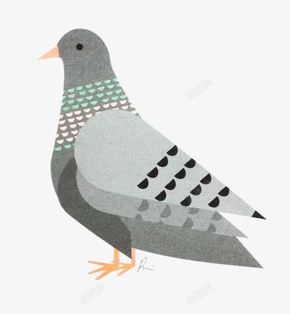 灰色鸽子png免抠素材_新图网 https://ixintu.com 信鸽 卡通格子 手绘鸽子 飞鸽传书 鸽子插画