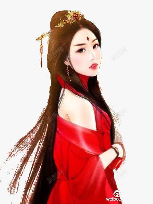 红衣妖艳古风手绘女子png免抠素材_新图网 https://ixintu.com 古风 女子 妖艳 手绘 红衣