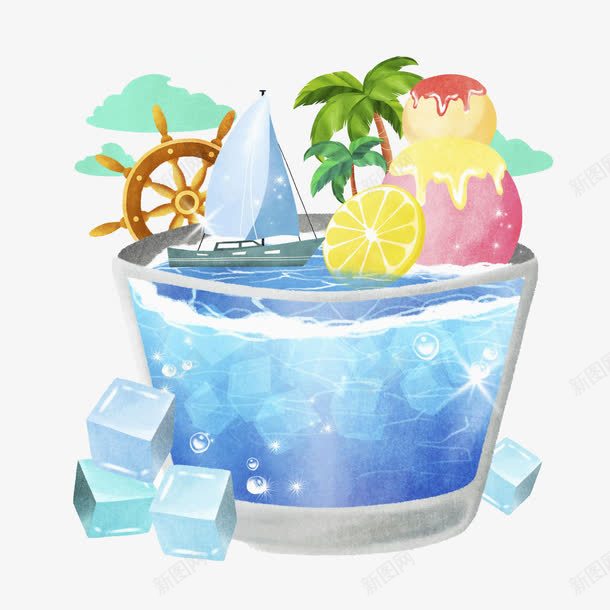 夏天冰镇饮料png免抠素材_新图网 https://ixintu.com 冰镇 夏天 夏日 解暑 解渴 饮料