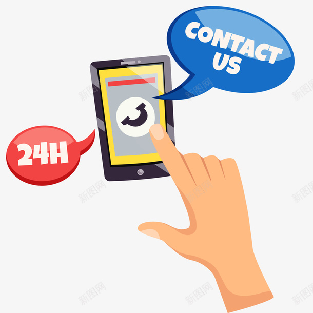 24小时在线服务图标矢量图ai_新图网 https://ixintu.com 24小时在线服务图标设计 免抠PNG 呼叫中心 售后服务 客服 手 手机 联系 矢量图