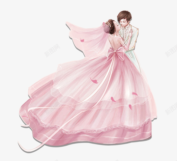 卡通手绘新郎和新娘png免抠素材_新图网 https://ixintu.com 卡通 婚庆 情侣 手绘 新人 新娘 新郎 粉红色 结婚