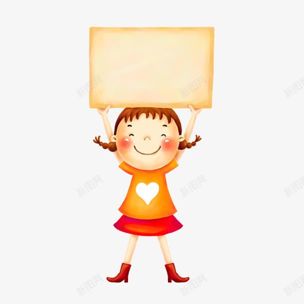 举牌子的小女孩png免抠素材_新图网 https://ixintu.com 举牌子 卡通 小女孩 玩偶
