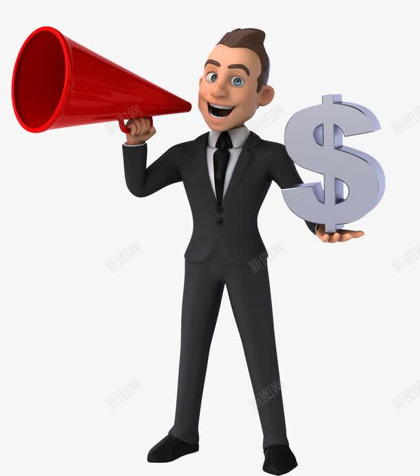 卡通商务呼喊的男人图png免抠素材_新图网 https://ixintu.com 卡通 呼喊 帅气的 理财 男人 符号 红色 西装 金融
