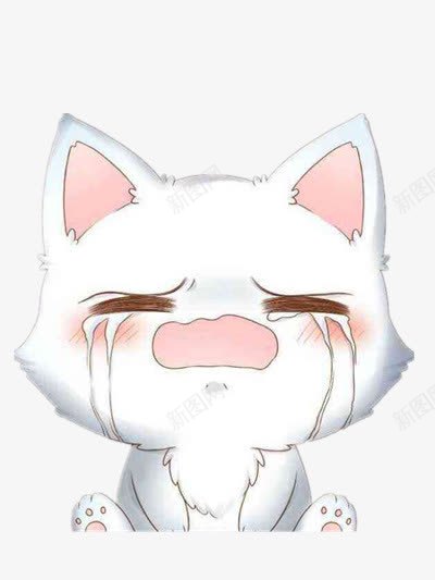 哭泣猫咪png免抠素材_新图网 https://ixintu.com 卡通 可爱 小白猫 泪眼汪汪 白色