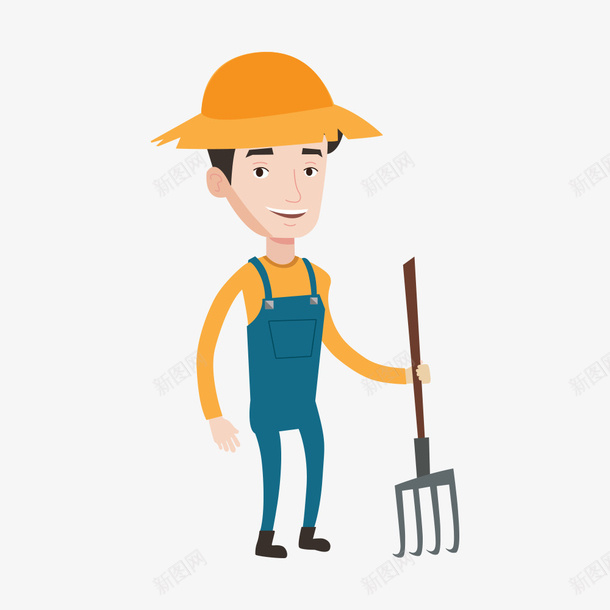 手绘农夫大叔矢量图ai免抠素材_新图网 https://ixintu.com 农夫 勤劳 卡通人物 大叔 工具 手绘 手绘农夫 橙色 草帽 矢量图