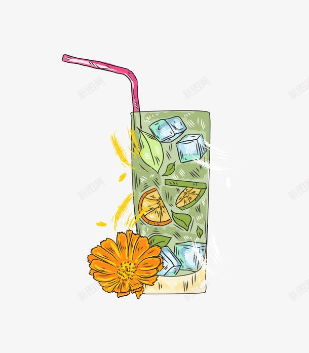 冰镇柠檬菊花矢量图ai免抠素材_新图网 https://ixintu.com 冰镇汽水 柠檬水 源文件 菊花茶 饮品 矢量图