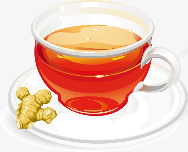 生姜红茶卡通png免抠素材_新图网 https://ixintu.com 卡通设计 姜茶 生姜 生姜红茶 红糖姜茶 茶杯 茶水