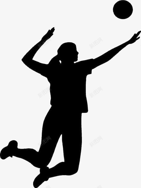跳起发球的排球选手png免抠素材_新图网 https://ixintu.com 专业排球 体育 手绘 排球少年 排球选手 跳起发球 黑色