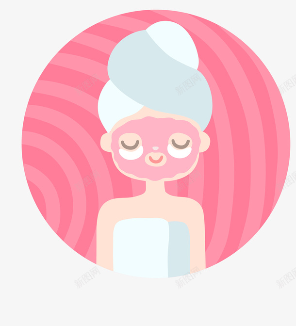 卡通手绘敷面膜女生人物头像矢量图ai免抠素材_新图网 https://ixintu.com 化妆品 敷面膜女生 美体 美容展架 面膜 面部美容 矢量图