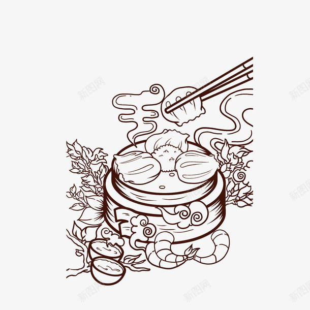 简笔手绘虾饺早点png免抠素材_新图网 https://ixintu.com 广式早点 早茶点心 热气腾腾 简笔手绘 虾仁 虾饺