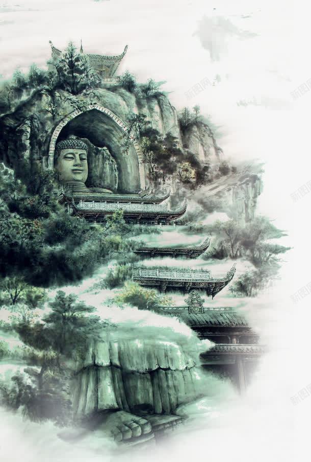 石头佛像png免抠素材_新图网 https://ixintu.com 中国风 丹青画 佛像 复古 水墨画 水彩画 油彩画 石像