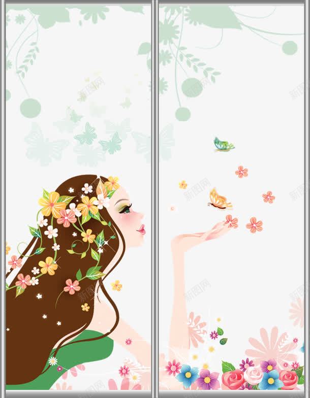 蝴蝶png免抠素材_新图网 https://ixintu.com 移门图案素材下载 花丛 花仙子 花卉 花环 蝴蝶