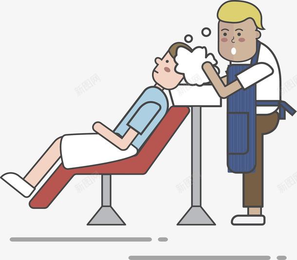 理发店里洗头发的人png免抠素材_新图网 https://ixintu.com 卡通理发师 洗头发 理发 理发师 理发店 理头发 矢量png