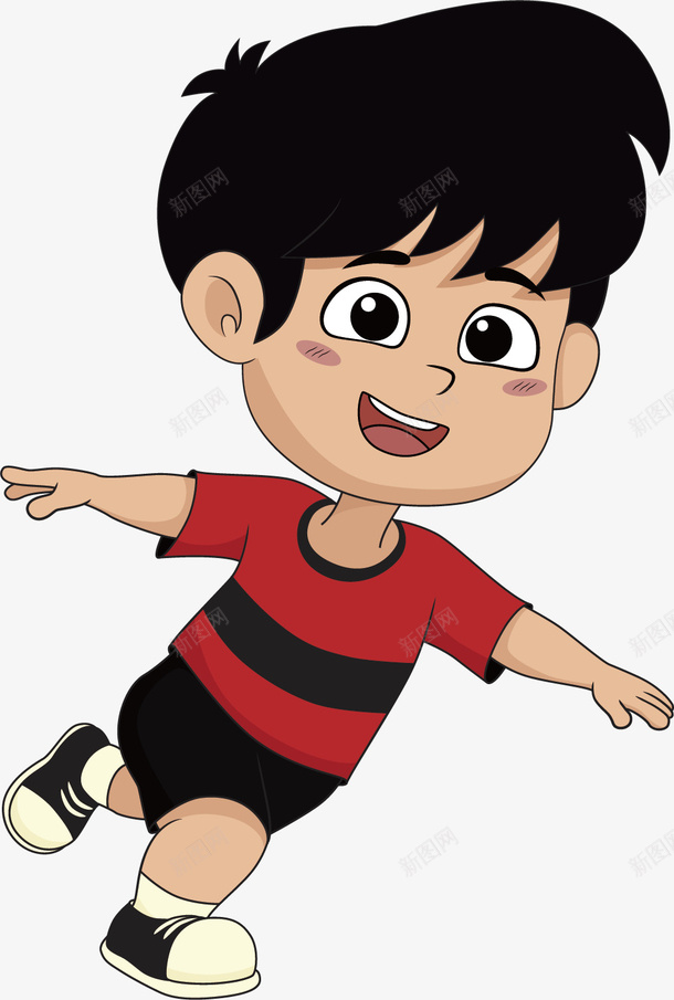 开心的小男孩矢量图ai免抠素材_新图网 https://ixintu.com 儿童 喜出望外 奔跑 小男孩 幼儿园 开心 情绪 红色上衣 矢量图