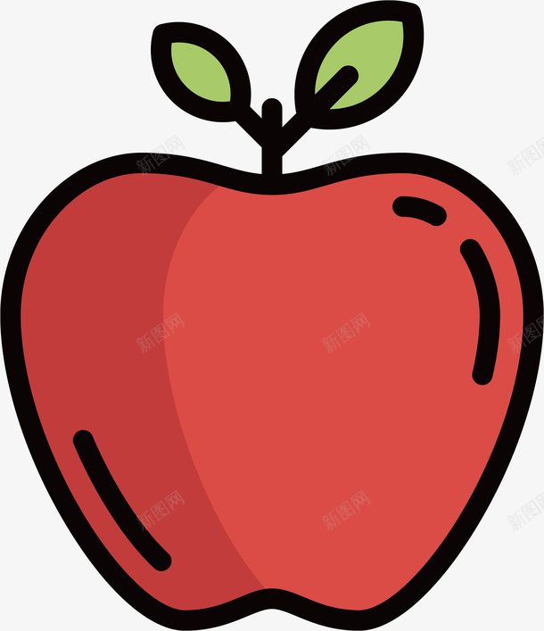红色苹果标图标png_新图网 https://ixintu.com 卡通有趣 小苹果 扁平化 水果 矢量图案 食物