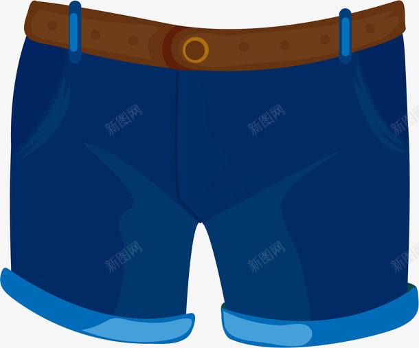 卡通蓝色短裤图png免抠素材_新图网 https://ixintu.com 卡通 手绘 插图 服饰 牛仔裤 男士 短裤 蓝色