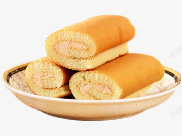 碟装瑞士卷组合png免抠素材_新图网 https://ixintu.com 夹心饼 烘焙食品 瑞士卷 蛋糕 蛋糕卷 零食 面包
