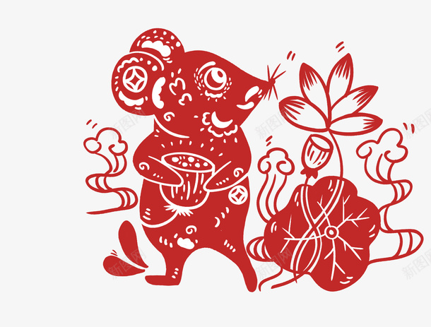 新年老鼠窗花14png免抠素材_新图网 https://ixintu.com 剪纸 新年 新年团 窗花 素材 老鼠剪纸