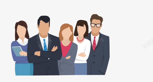 手绘卡通商务人物五个人png免抠素材_新图网 https://ixintu.com 人物设计 人物造型 全家福 全家福照片 创意设计 办公 卡通人物 商业人物 商务 照相人物 职员 职场