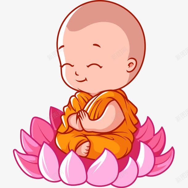 莲花座卡通小和尚