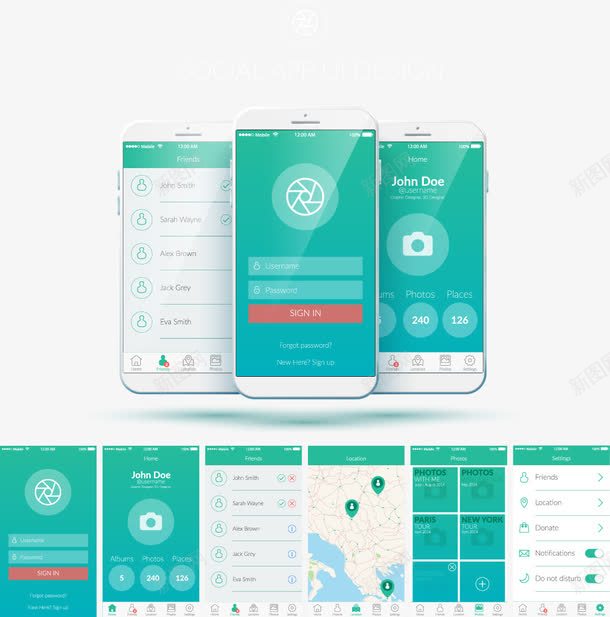 移动社交应用的用户界面png免抠素材_新图网 https://ixintu.com app 智能手机 用户界面 社交应用 程序