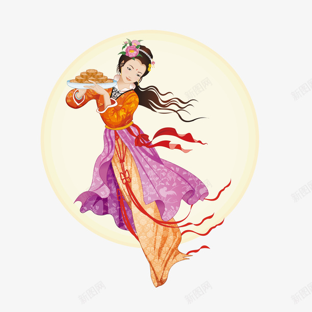 卡通嫦娥矢量图ai免抠素材_新图网 https://ixintu.com PNG图 PNG图下载 中秋节 创意卡通 卡通 卡通插图 嫦娥 嫦娥奔月 插图 矢量图