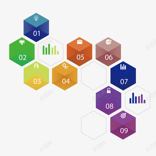 六边形商务拼图标号矢量图ai_新图网 https://ixintu.com 六边形 商务 拼图 标号 矢量图