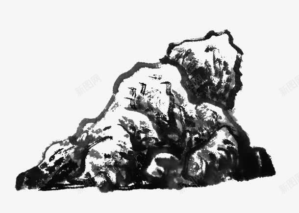 水墨画山石png免抠素材_新图网 https://ixintu.com 山石 水墨画 石头 黑白