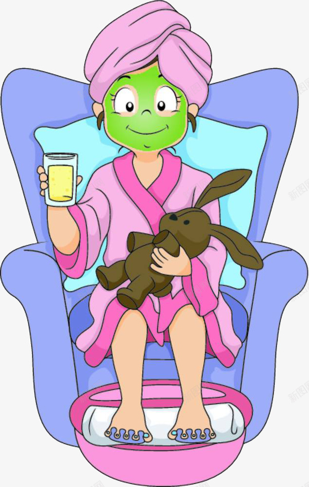 贴着面膜泡脚的女士png免抠素材_新图网 https://ixintu.com 保养 护肤 敷脸 敷面膜 泡脚 爱美 紧贴 美容 美白 舒服 贴 贴敷 面膜