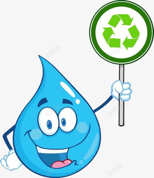 水滴举牌子png免抠素材_新图网 https://ixintu.com 卡通 可爱 寓意 形象 循环 教育 水滴 绿色 能量 青色