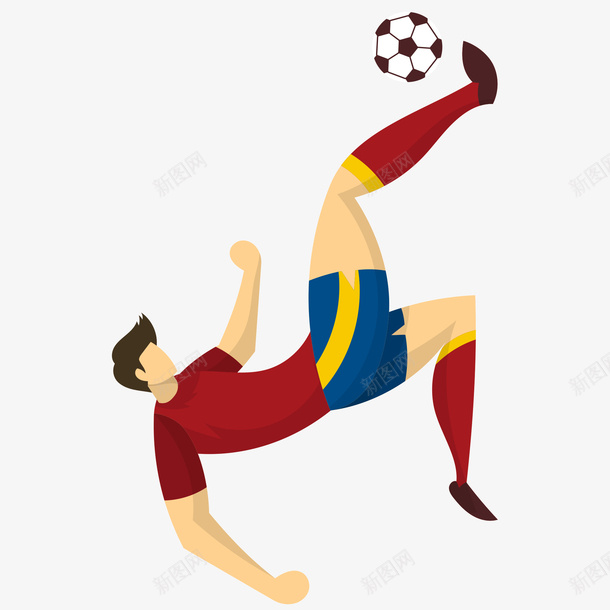 手绘卡通踢足球的人png免抠素材_新图网 https://ixintu.com 世界杯 倒挂金钩 手绘卡通 比赛 足球 踢球 踢足球的人 运动员 进球