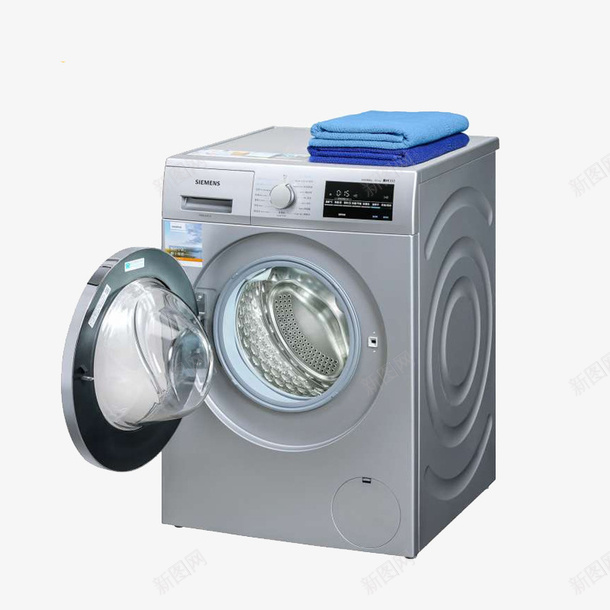 全自动滚筒洗衣机png免抠素材_新图网 https://ixintu.com 产品实物 全自动滚筒洗衣机 冰洗 家用烘干洗衣机 家电 洗衣机 银色